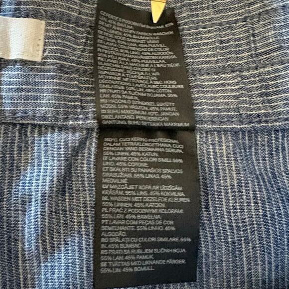 H & M LOGG Wide Leg Capri Pants Blue Sz 8 Nautical Granola Coastal Grandma Beach - Picture 6 of 10